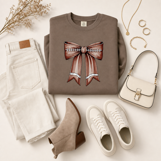 Football Bow Crewneck
