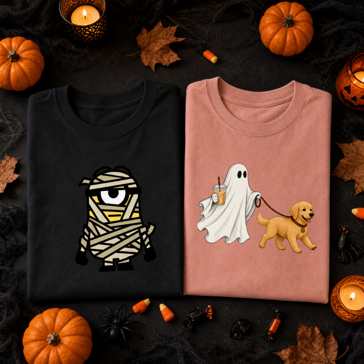 Ghost Walking a Golden Puppy