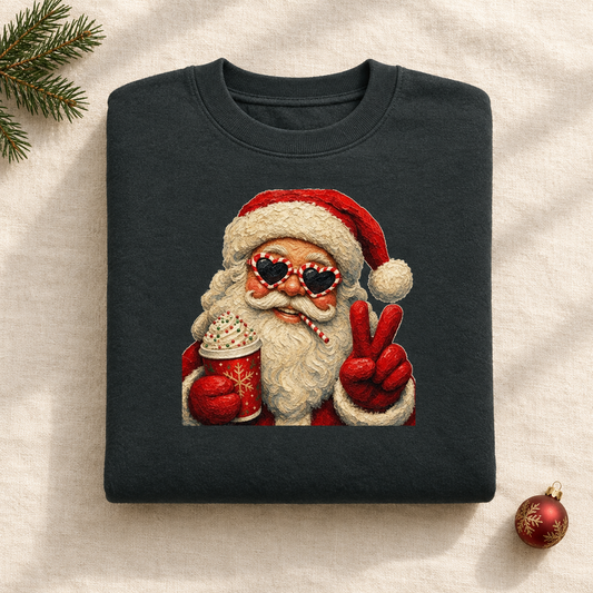 Sunglasses & Peace Sign Santa