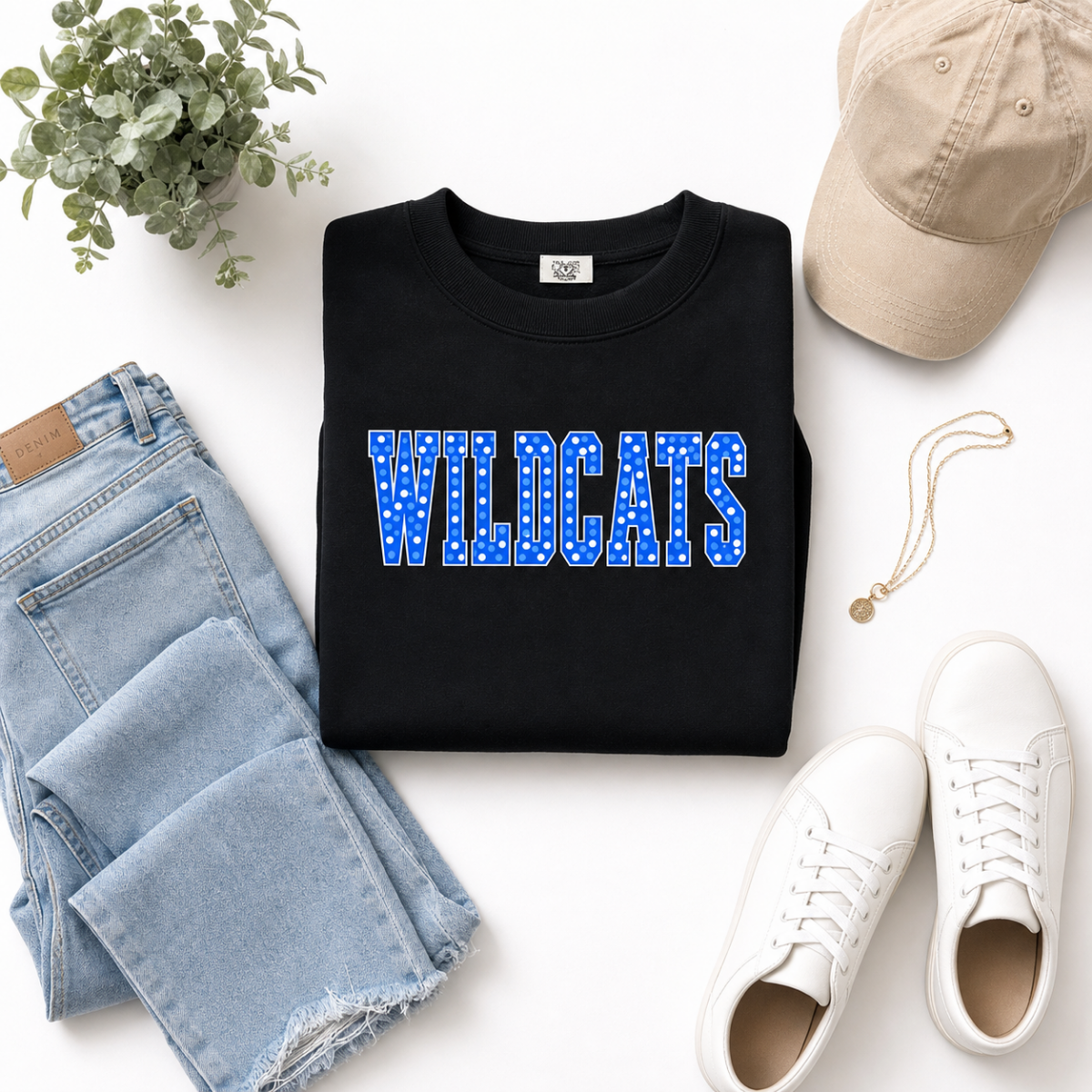 Wildcats | Blue & White Polka Dots